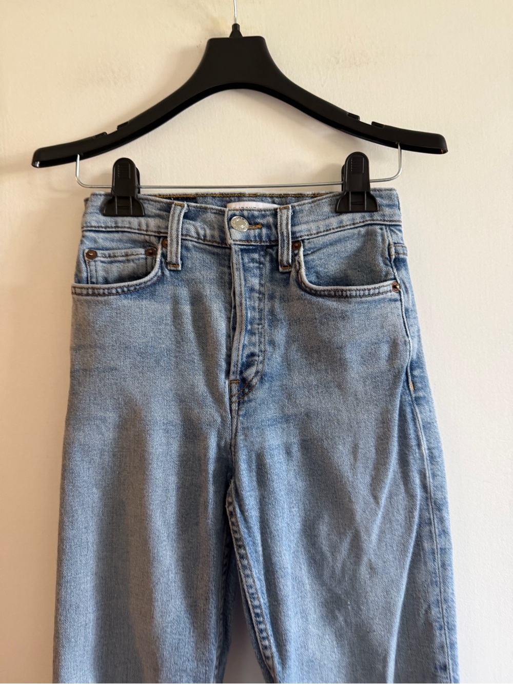 RE/DONE Designer Lightwash 5-Button Fly High Rise Slim Fit Jeans size 25 EUC - Picture 3 of 12
